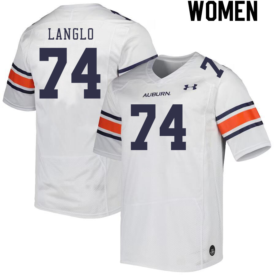 Women #74 Garner Langlo Auburn Tigers College Football Jerseys Stitched-White